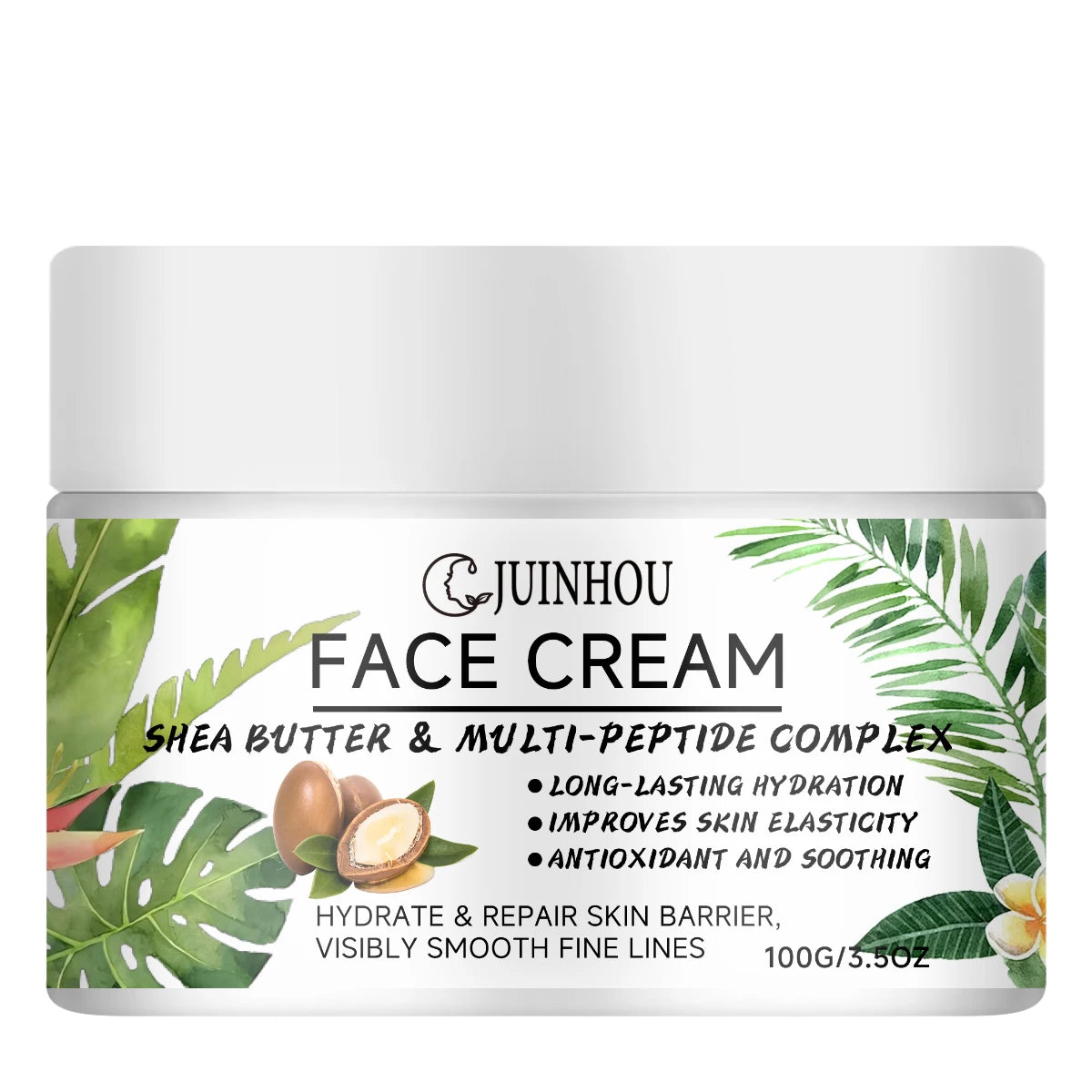 JUINHOU Moisturizing Face Cream Peptide Complex Shea Butter Deep Moisture Repair Dry Skin Firming Smooth Daily Facial Care