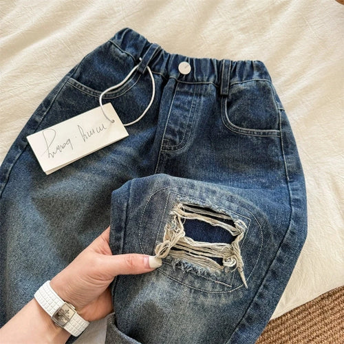 1 2 3 4 5 6 7 Years Boys Denim Pants Spring Autumn Casual Kids Pants Hole Birthday gift Fashion Boys Outdoor Children Clothing