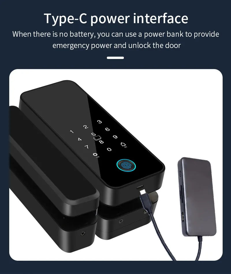 Multifunctional Smart Glass Door Lock Electronic Digit Biometric Fingerprint Tuya App Key Electric Smart Life Digital Door Lock