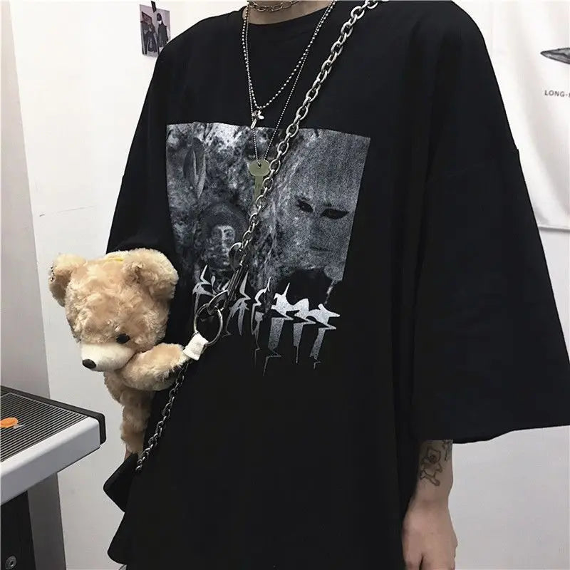 2025 Summer Oversized Tshirt Men Breathable Comfortable Dark High Street Gothic Hip-Hop Short Sleeve Tee Y2k Tops Tshirt for Men