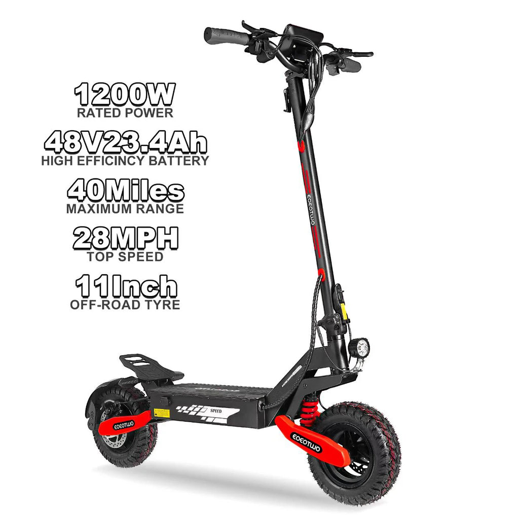 EOEOTWO 1200W Off Road Electric Scooter for Adults 48V Long Range E-Scooter 30MPH Fast Speed 11" Tubeless Tire Foldable Kick Scooter