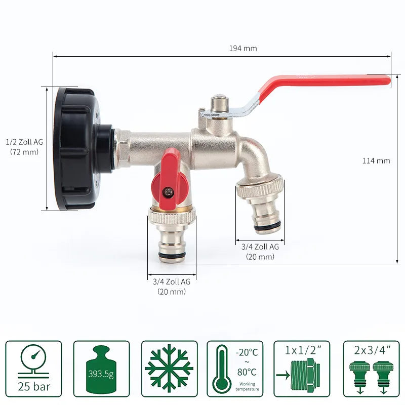 Garden Outdoor Bibcock Faucet DN15 DN20, Anti-freeze, Dual Control Copper for Washing Machine and Kitchen Garden Sink    1/2