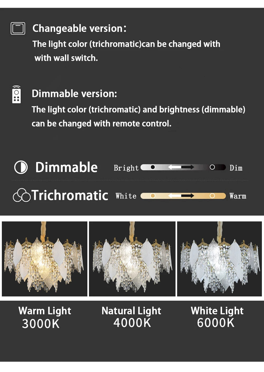 Luxury Porcelain Glass Leaves Chandelier Modern Crystal Hanging Lamps Home Decor Lighting Lustre Villa Living Room Pendant Light