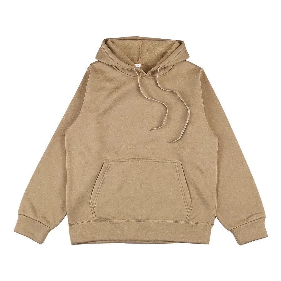 2025 unisex hooded sweatshirt men's solid color sweatshirt men's and women's long sleeved plug-in pocket pullover