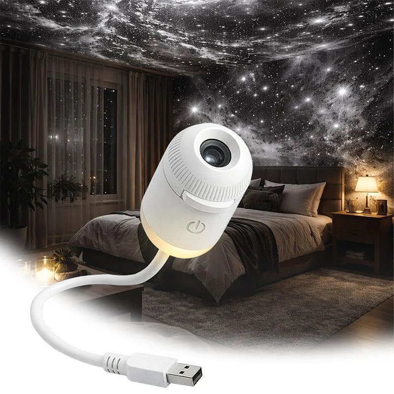2-in-1 Galaxy Projector Light Mini USB Car Interior Ambient Lamp Galaxy LED Starry Sky for Party Home Bedroom Sleep Decoration