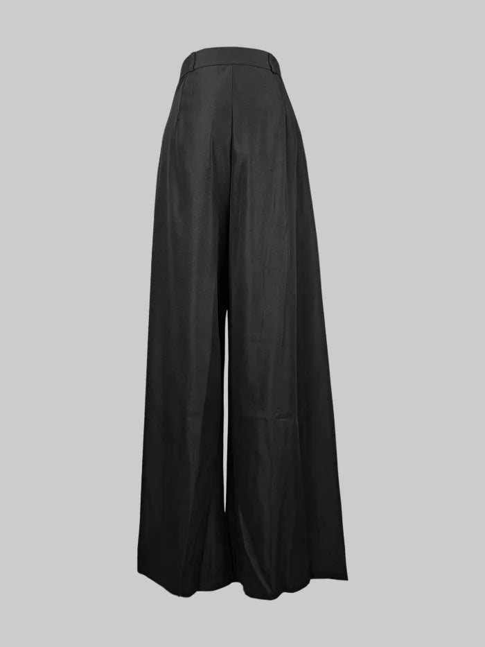 UOOZEE Women Fashion Solid Color High Waisted Wide Leg Pants 2025 New Spring Summer Loose Casual Simple Oversized Trousers