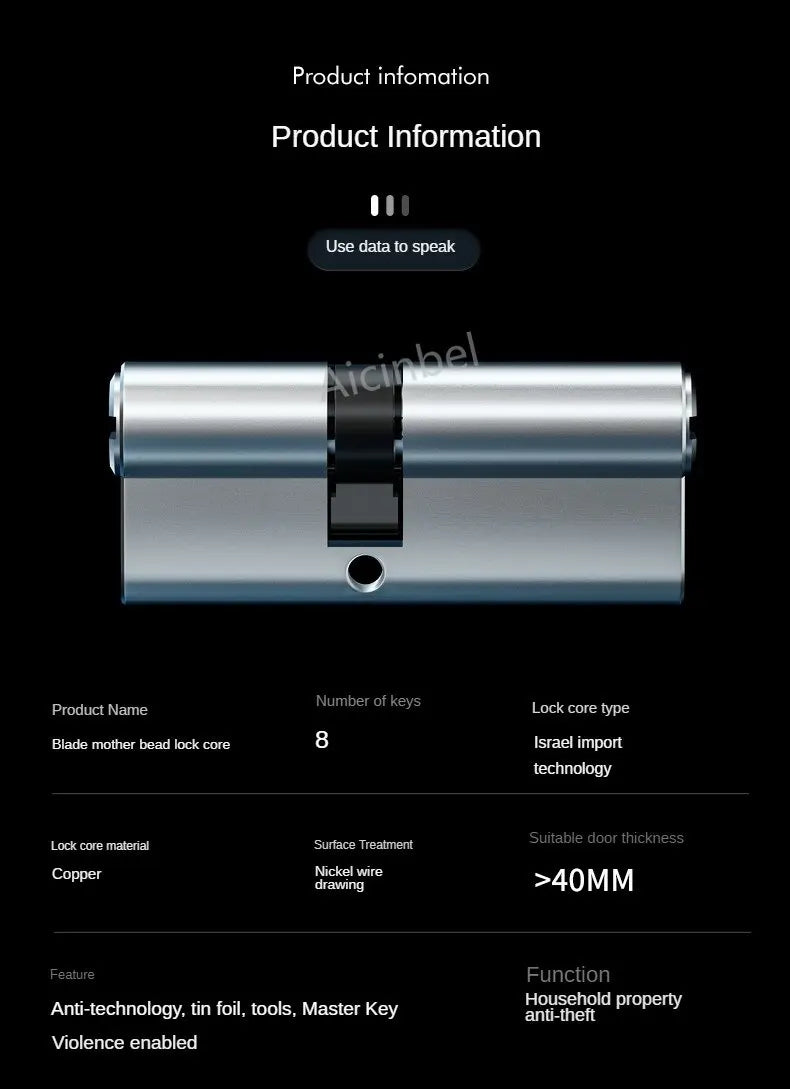 High quality European standard lock cylinder,Anti-theft Door Lock Core Super C-class Door Lock Universal Household,8-Master Keys