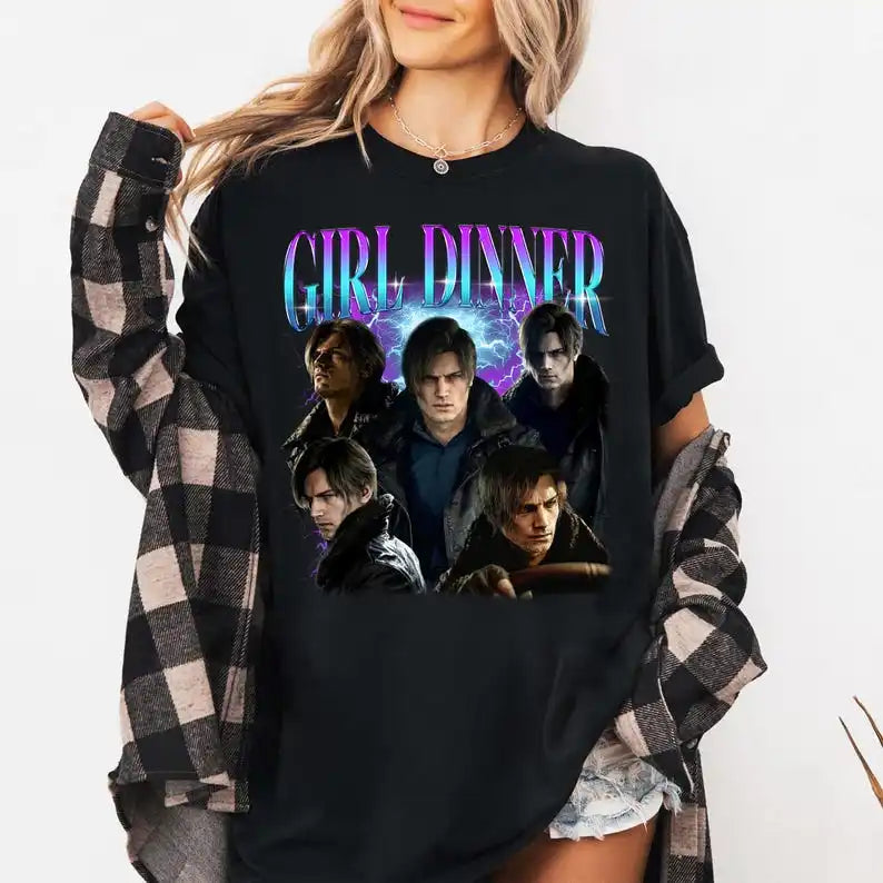 9 Requiem Leon S. Kennedy Girl Dinner Cotton  Game  Black shirt