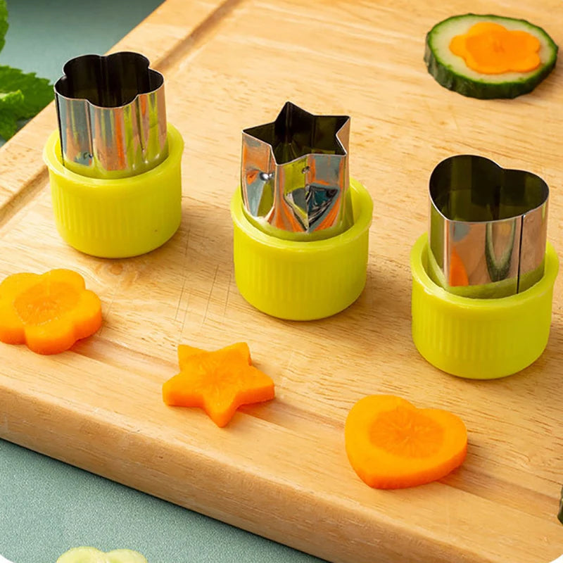 3PCS Star Heart Shape Vegetables Cutter Plastic Handle Portable Cook Tools Stainless Steel Fruit Cutting Die Kitchen Gadgets