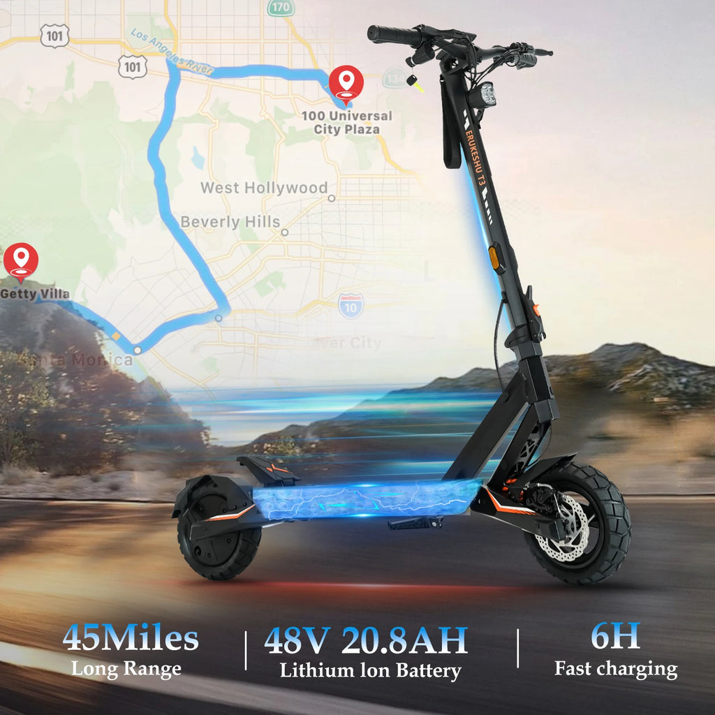 Electric Scooter 1500W Motor for Adults, 48V Battery, 40mph Max Speed, Up to 45 Miles Range, 10 Inch Tires