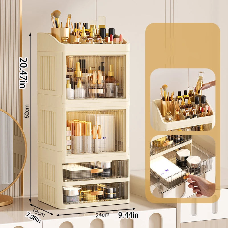 Makeup Drawer Organizer with Divided Compartments, Suitable for Dressing Table/Bathroom, for Organizing and Storing Household Items on the Desktop, Dust-Proof and Easy to Clean, Simple White Design, Stackable Makeup Drawer Bo