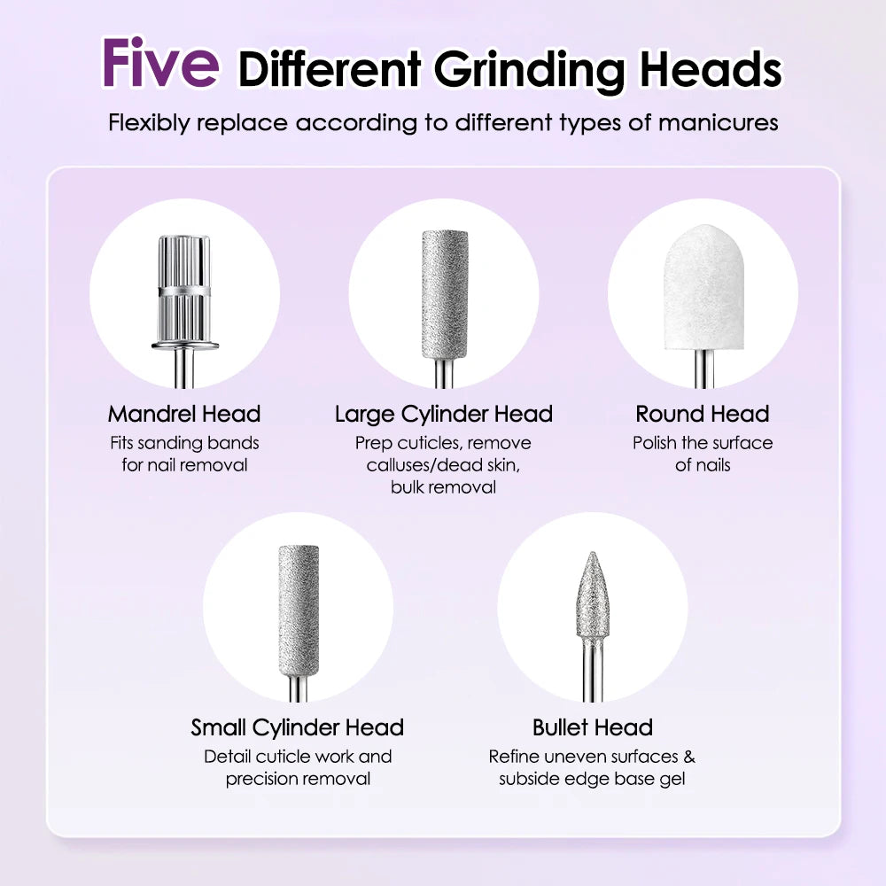 New 45000RPM Professional Electric Nail Drill Machine Low Noise Rechargeable Nail File Nails Accessories Gel Nail Polish Sander