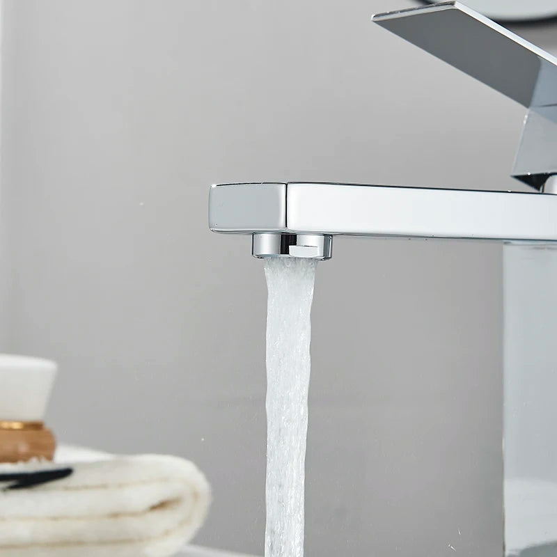 Senlesen Brushed Gold Bathroom Faucet Basin Faucets Deck Mounted Sink Mixer Tap Stainless Steel Countertop Hot Cold Water Crane