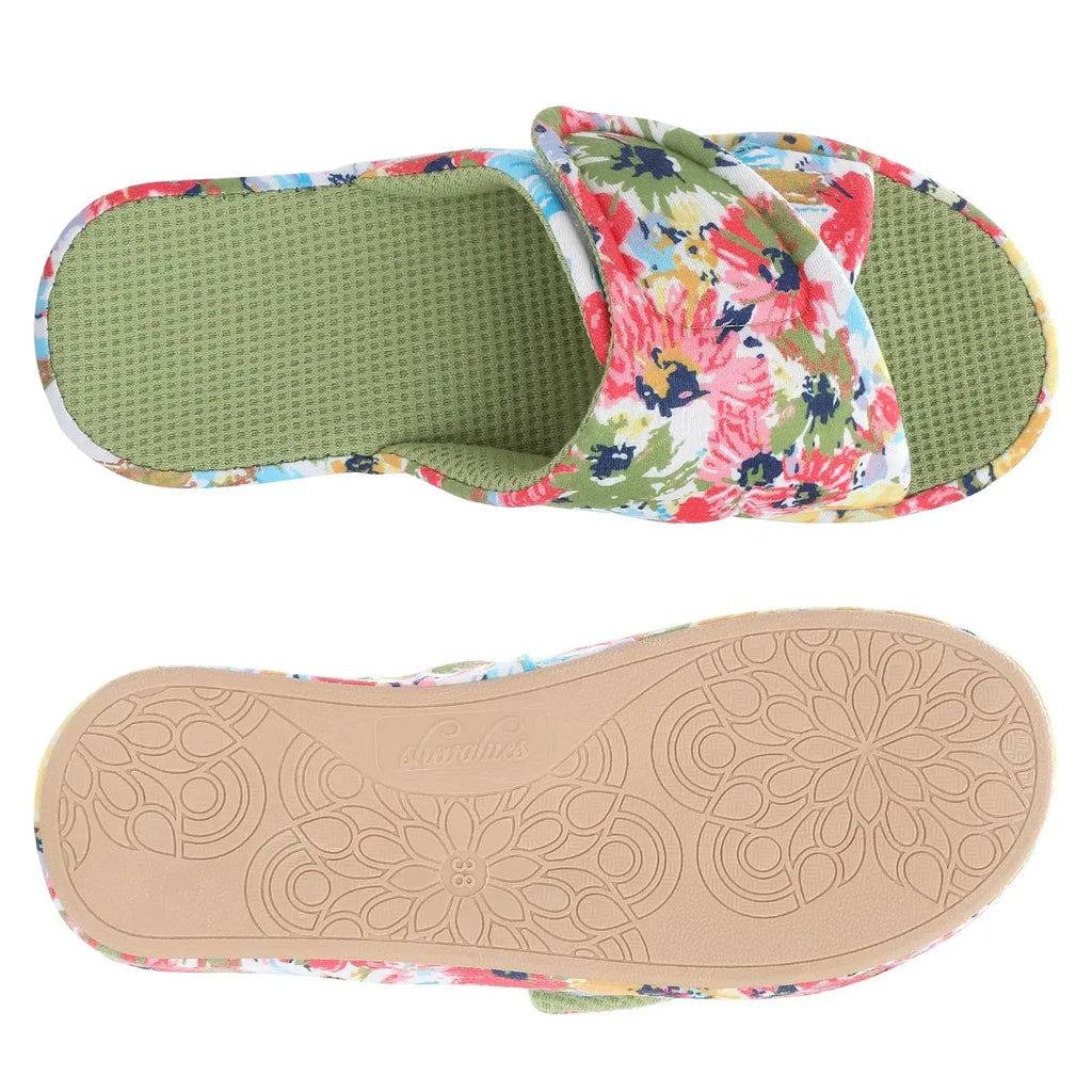 Comwarm Orthopedic House Slippers For Women Adjustable Indoor Slippers Fashion Open Toe Corduroy Bedroom Slides Fur Cotton Shoes
