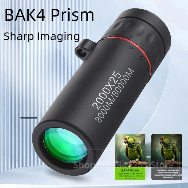 2000x25 HD Monocular Telescope Mini Portable Mobile Phone Telescope with Holder Outdoor Camping Hunting Birdwatching Telescopes