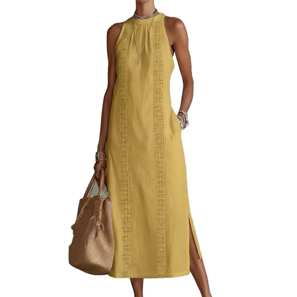 2026 Summer Dress for Women Sleeveless Crew Neck Tunic Tank Dress Casual Loose Boho Beach Side Split Sundress Summer Outfit