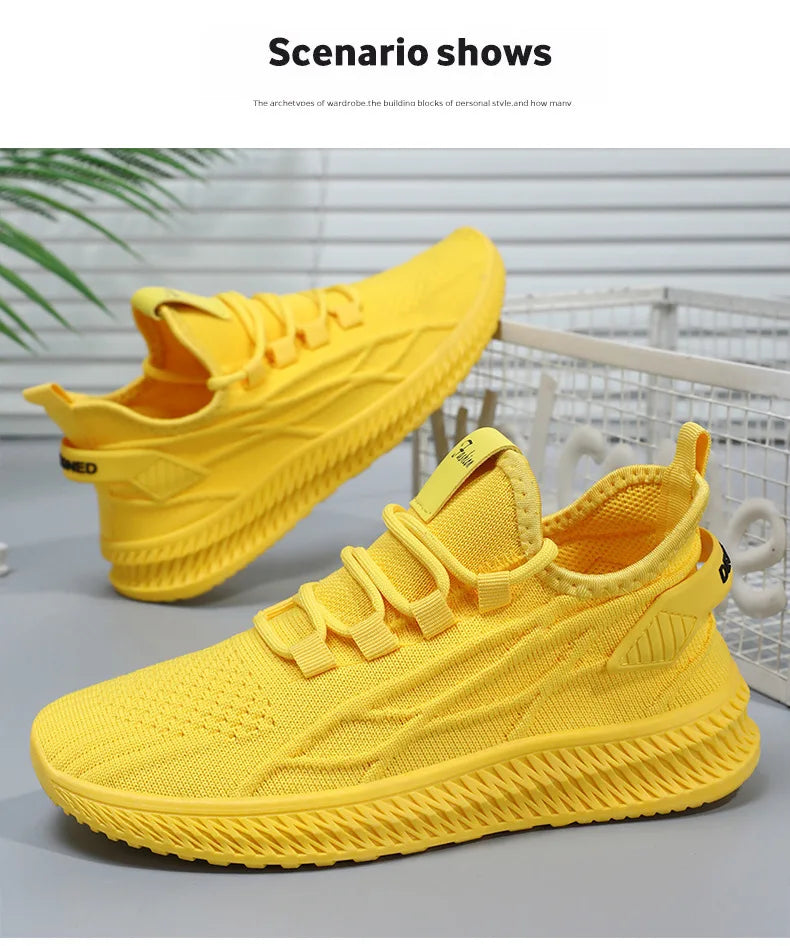 Yellow Sneakers For Women Shoes Slip On Flying Breathable Mesh Sneakers Woman Spring New Lightweight Tennis Ladies Casual Shoes