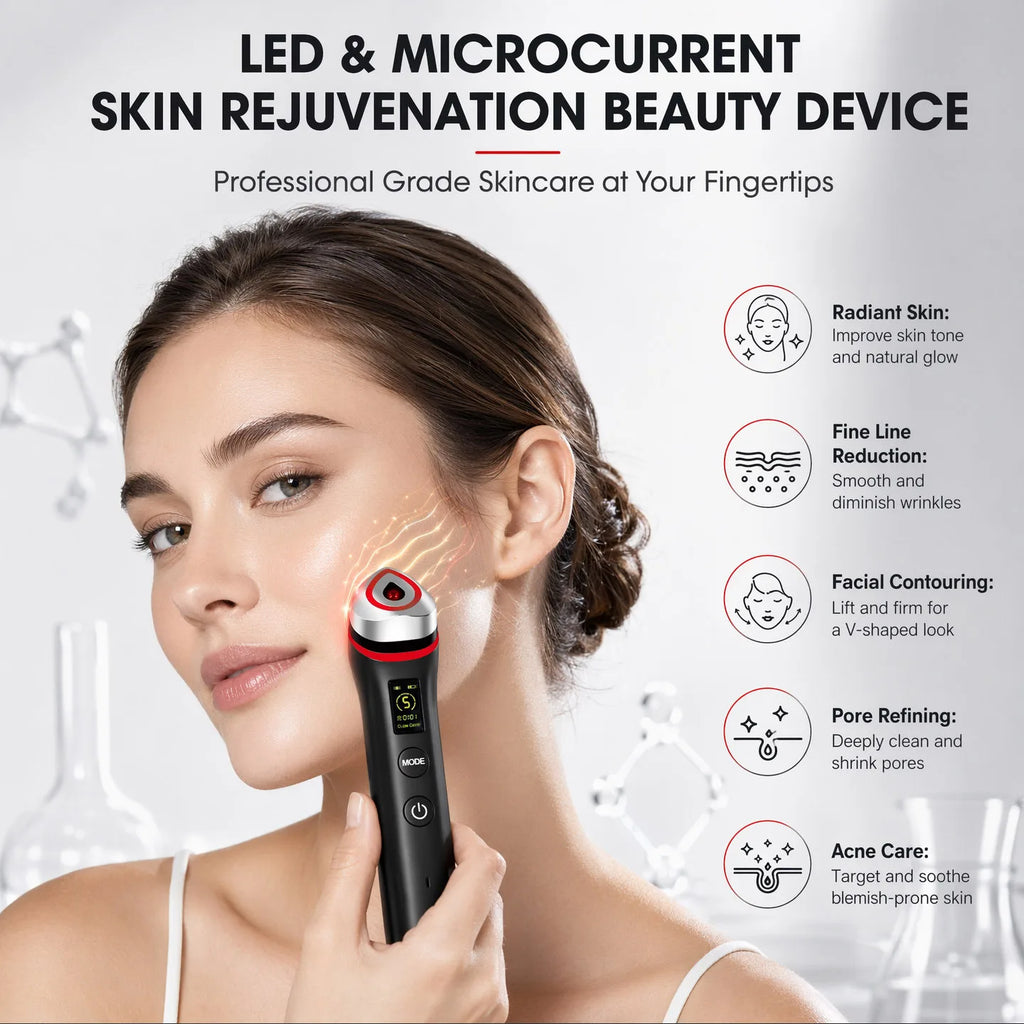 5 Colors Ager Booster Pro Lifting Face Neck therapy Wand LED Vibration Massager Beauty Device for Anti-Aging Skin Tightening