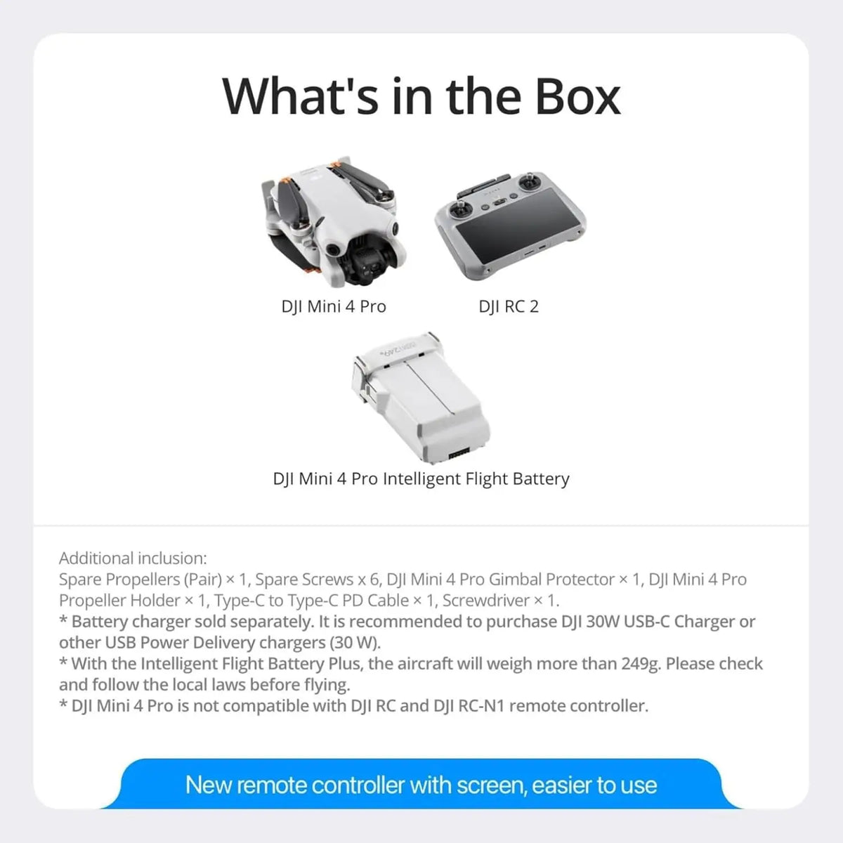 Used DJI Mini 4 Pro Drone for Adults with 4K Camera 34 Min Flight Time 20km Video Transmission Omnidirectional Vision Sensing Mini Drone for Beginners