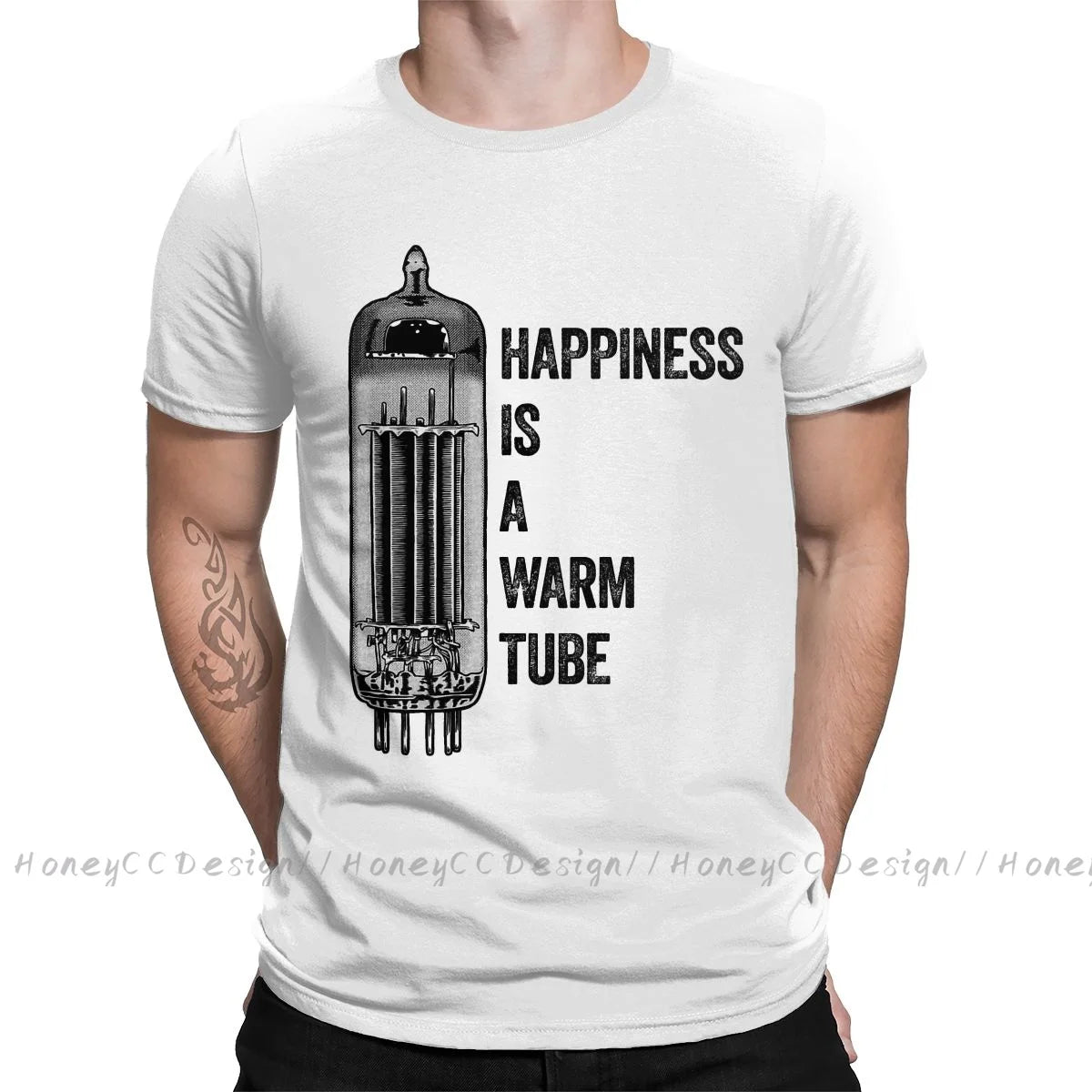 Vacuum Tube Happiness Is A Warm Tube, Vacuum Tube, Valve Print Cotton T-Shirt Camiseta Hombre For Men Fashion Streetwear Shirt