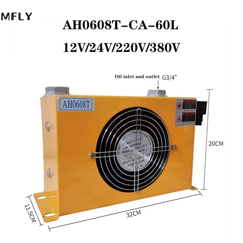 60L/min Hydraulic Air Cooler AH0608T Hot Selling Hardware Tools Air Cooled Oil Radiator Air Cooling Oil Cooler 380V 220V 24V 12V