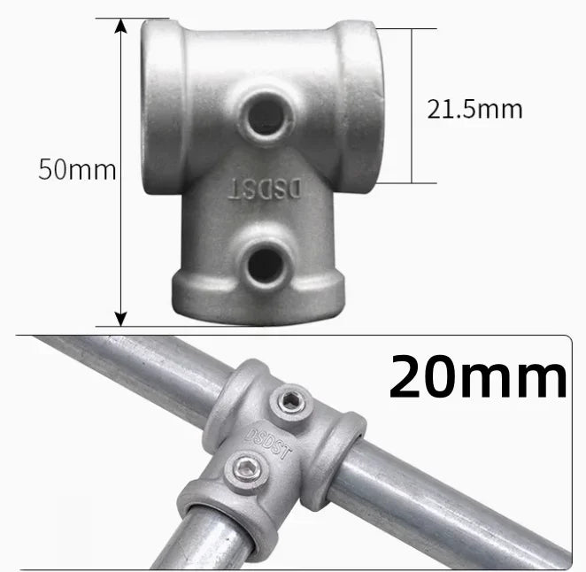 20/25mm Round Tube Pipe Joint Pipe Fitting Aluminum Alloy Steel Pipe Connectors DIY Clothes Hanger Plant Rack Shed