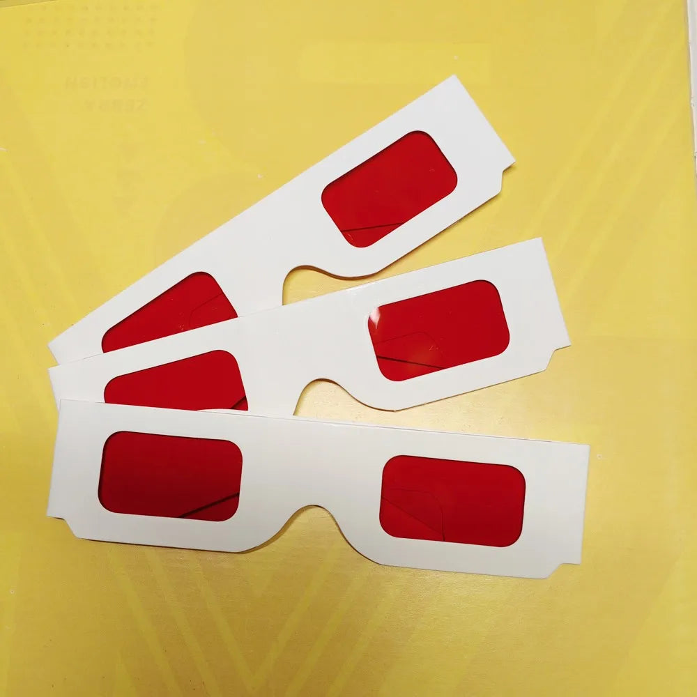 100pcs/lot Re-useable White Paper 3D Glasses Paper Frame Red/Red Lens 3d Decoder Glasses For Promotion