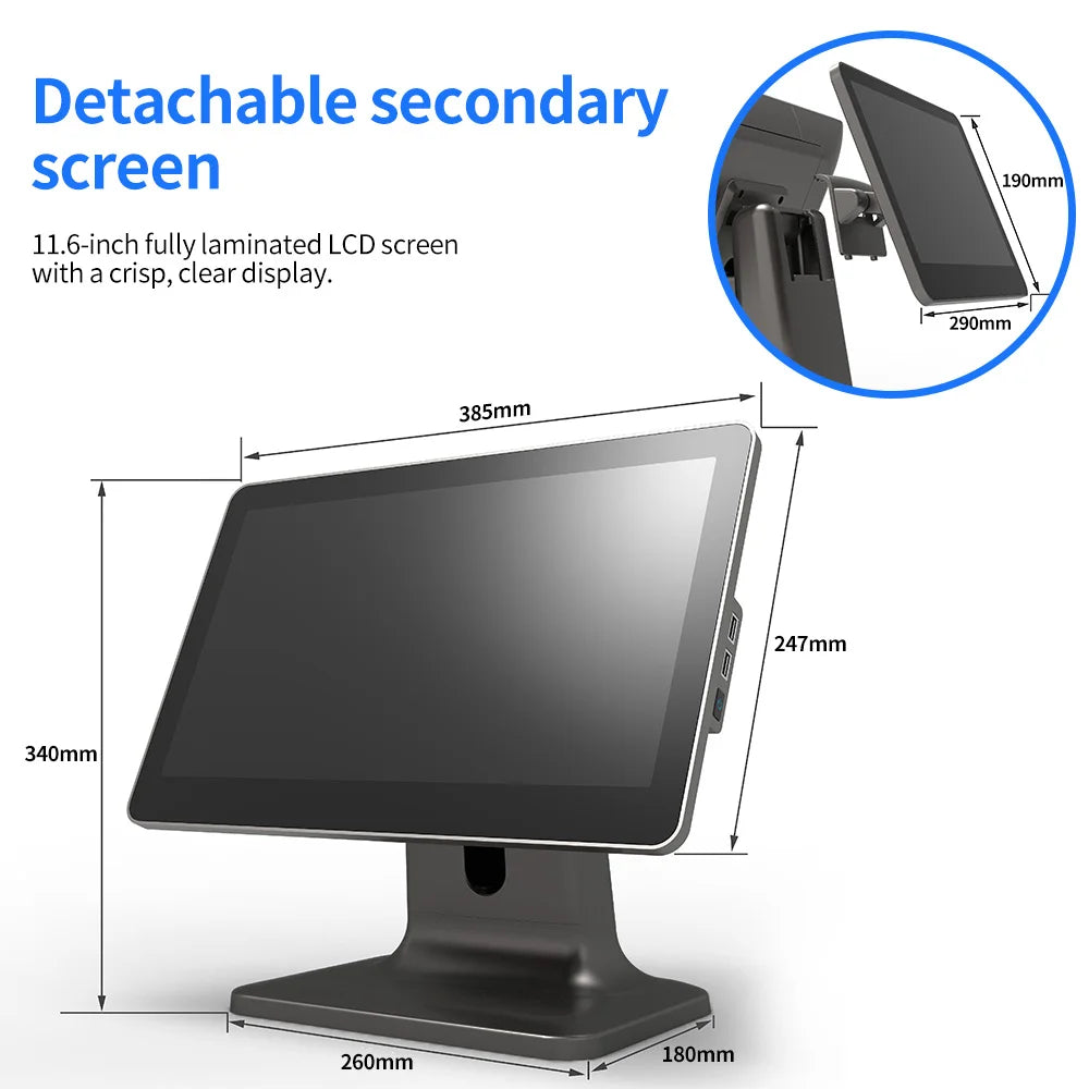 New Design YJ-T3 I5 CPU 8G RAM 256G SSD Touch Dual Screen Cash Register Pos Systems Pos Machine Point Of Sale