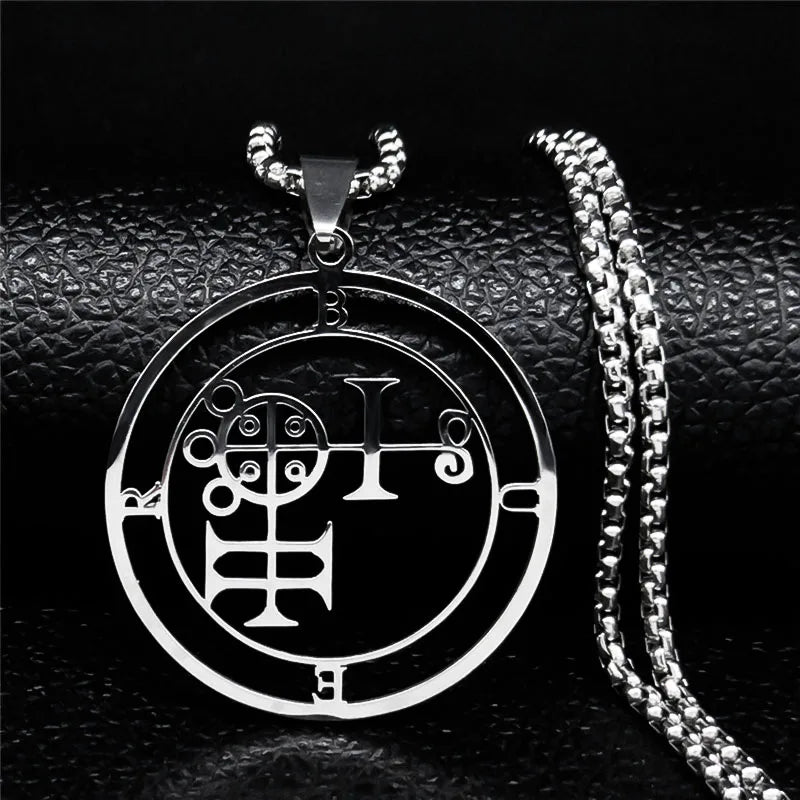 2024 Fashion Sigeal Sigil De Lucifer Stainless Steel Satan Necklace Asmoday Lazer Key Baphomet Stamp Jewelry N7118S03