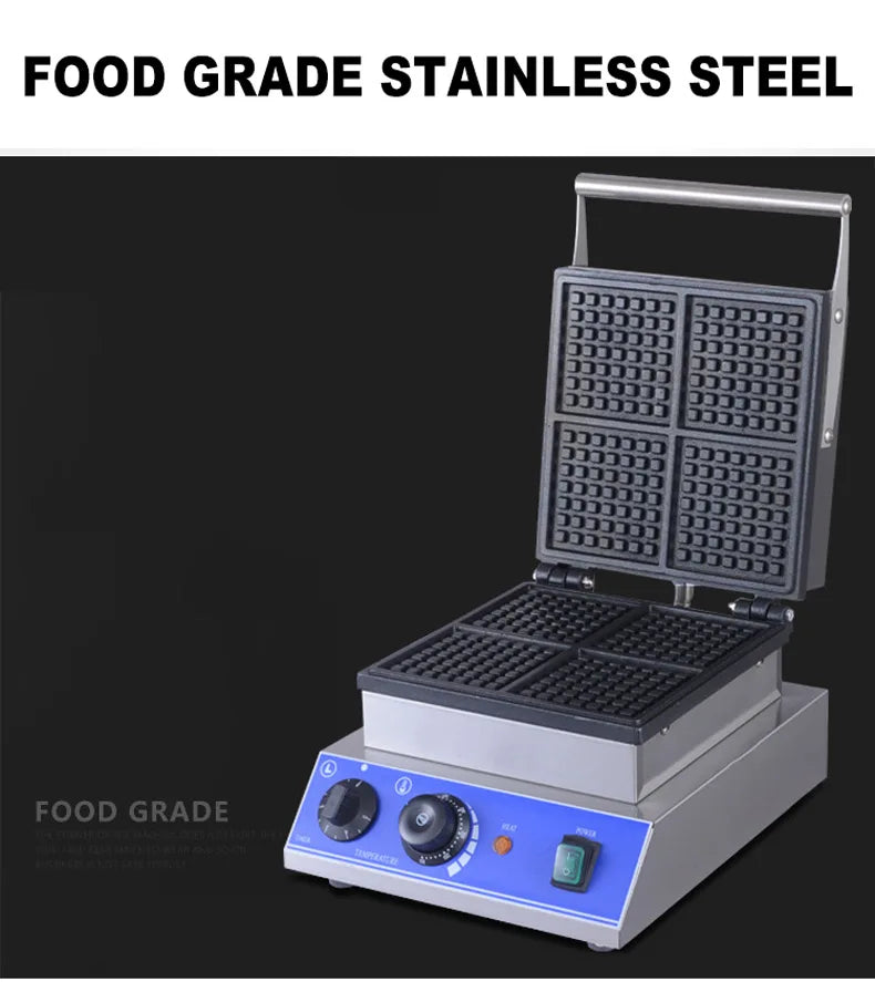 Commercial Waffle Maker Electric Muffin Thermal Lattice Cake Making Machine Square Four-piece Lattice Waffle Machine