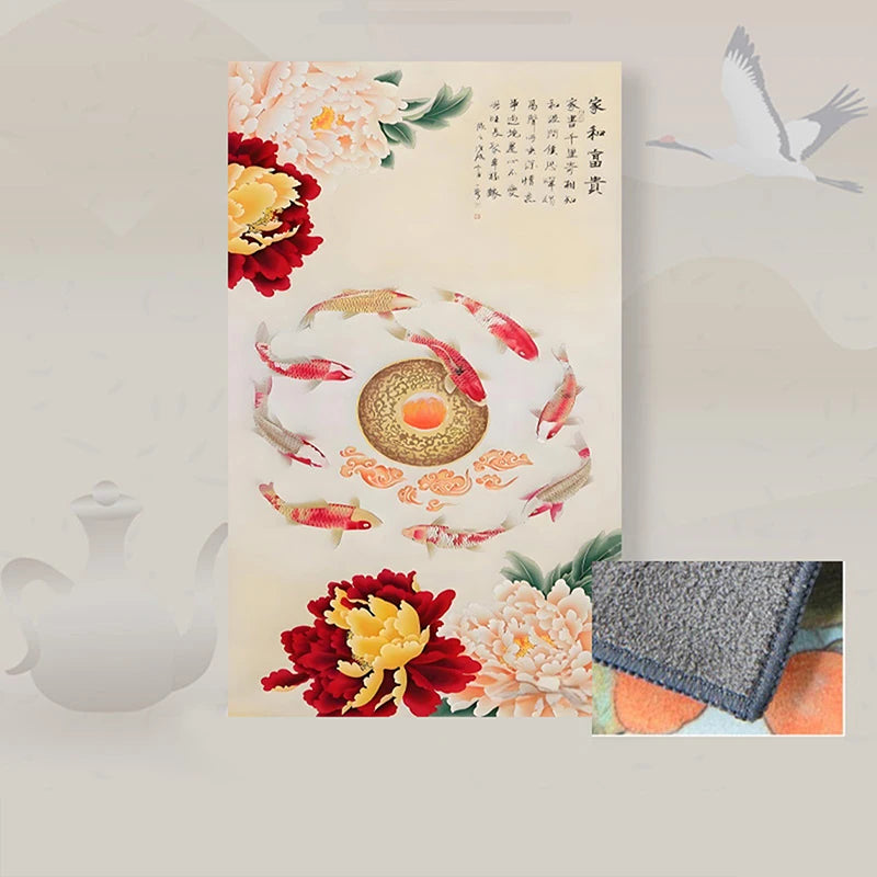 30*18cm High-end Tea Towel With Retro Style And Colorful Painting, Special Tea-drinking Cloth, Premium Tea Set