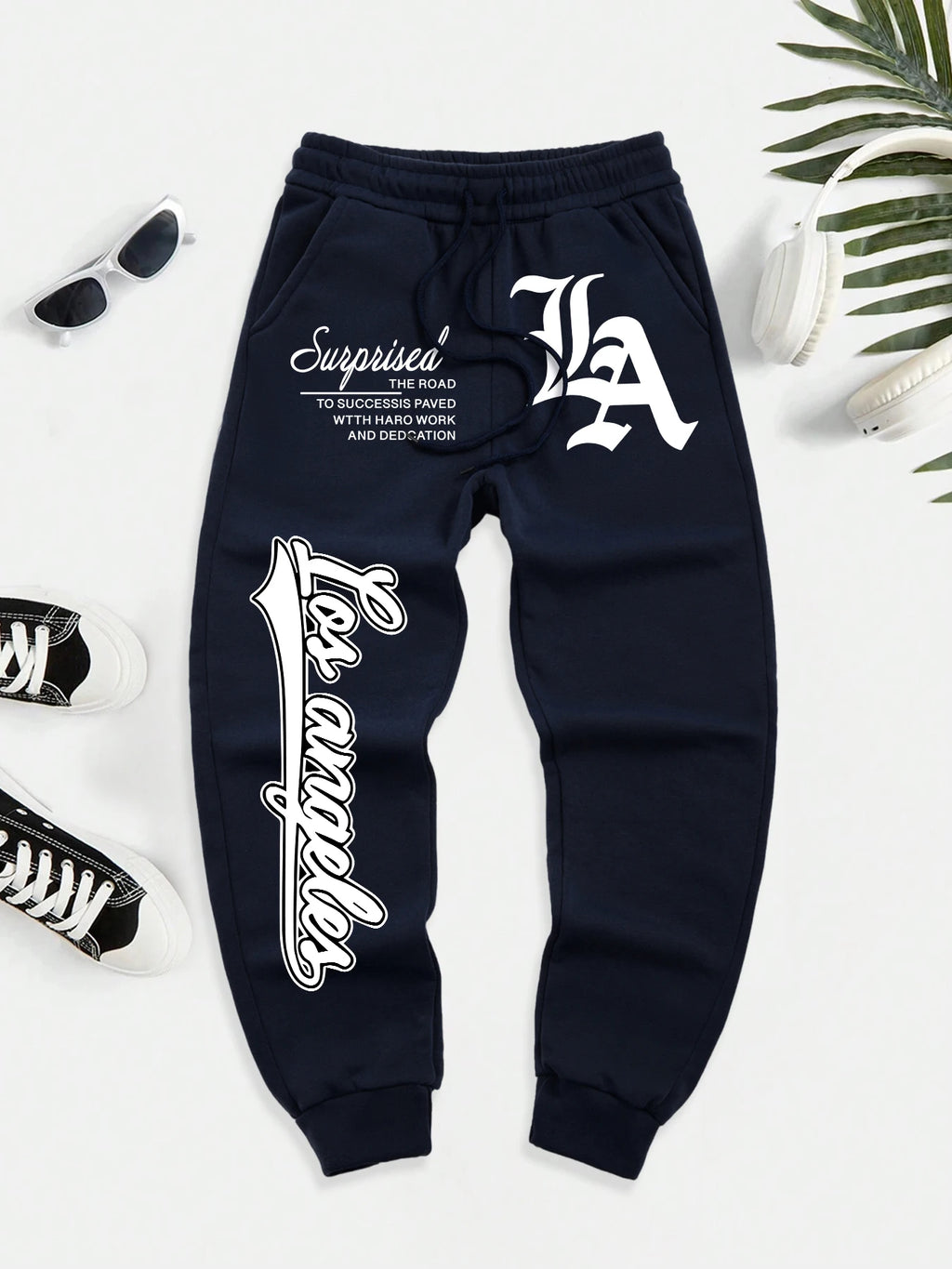 Los Angeles Art Letter Print Casual Sport Trousers Men Fashion Autumn Sweatpant Warm Soft Sportpants High Street Basic Britches