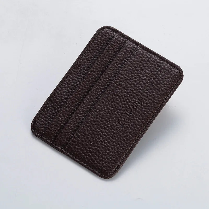1Pcs Lychee-Patterned Ultra-Thin Card Holder with Id Window, Multi-Card Slot Mini Portable Card Holder with Coin Compartment, Unisex Daily Card Holder