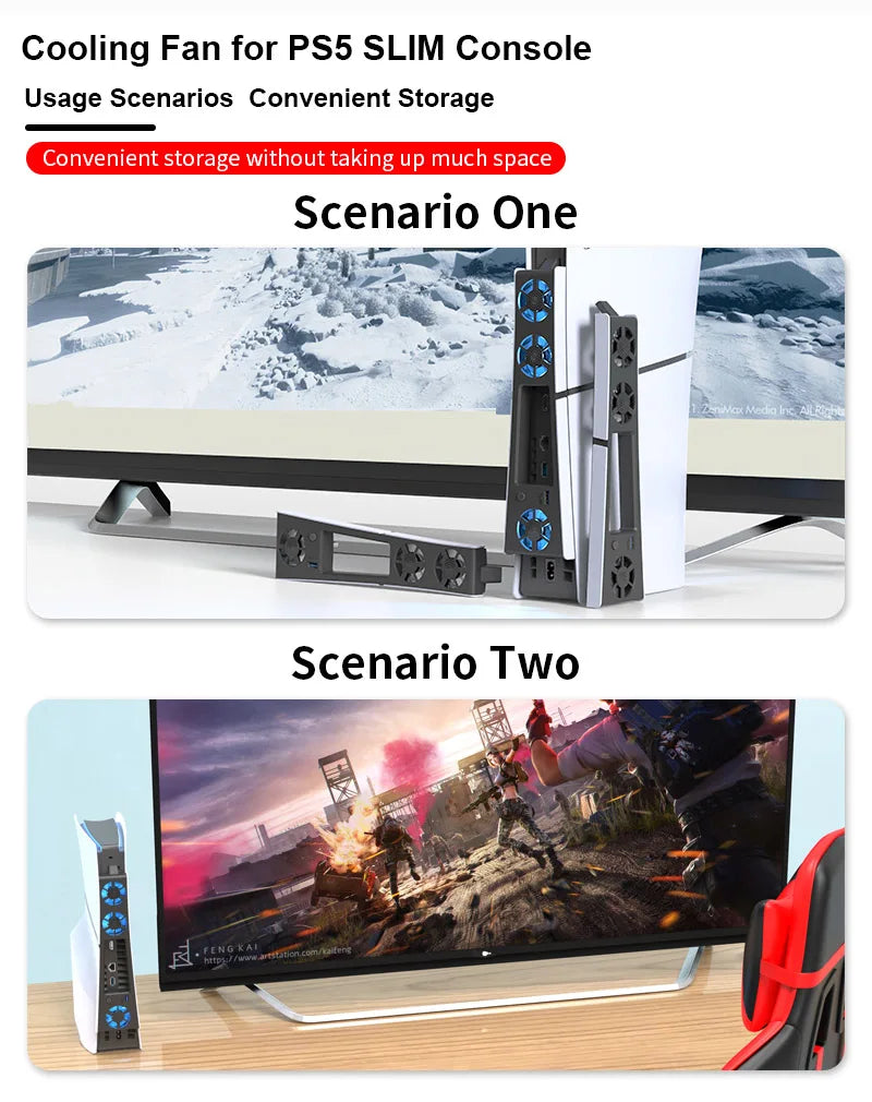 REMANK For PS5 and PS5 Slim Cooling System Cooling Fan For PS5 Slim and PS5 Cooling Fan Disc and Digital Console Cooling System