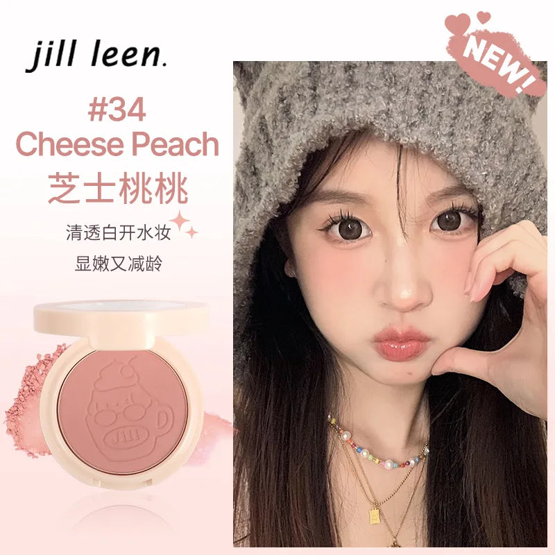 JILL LEEN Monochrome Colorful Soft Mist Blush Disc Highlight Grooming Peach Gills Purple Matte Brightening Expansion Color