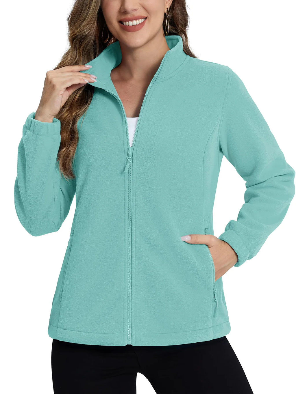 TACVASEN Women's Winter Fleece Jacket Lightweight Full Zip Sweatshirts Coat Casual Zipper Soft Warm Sweaters Outwear Female