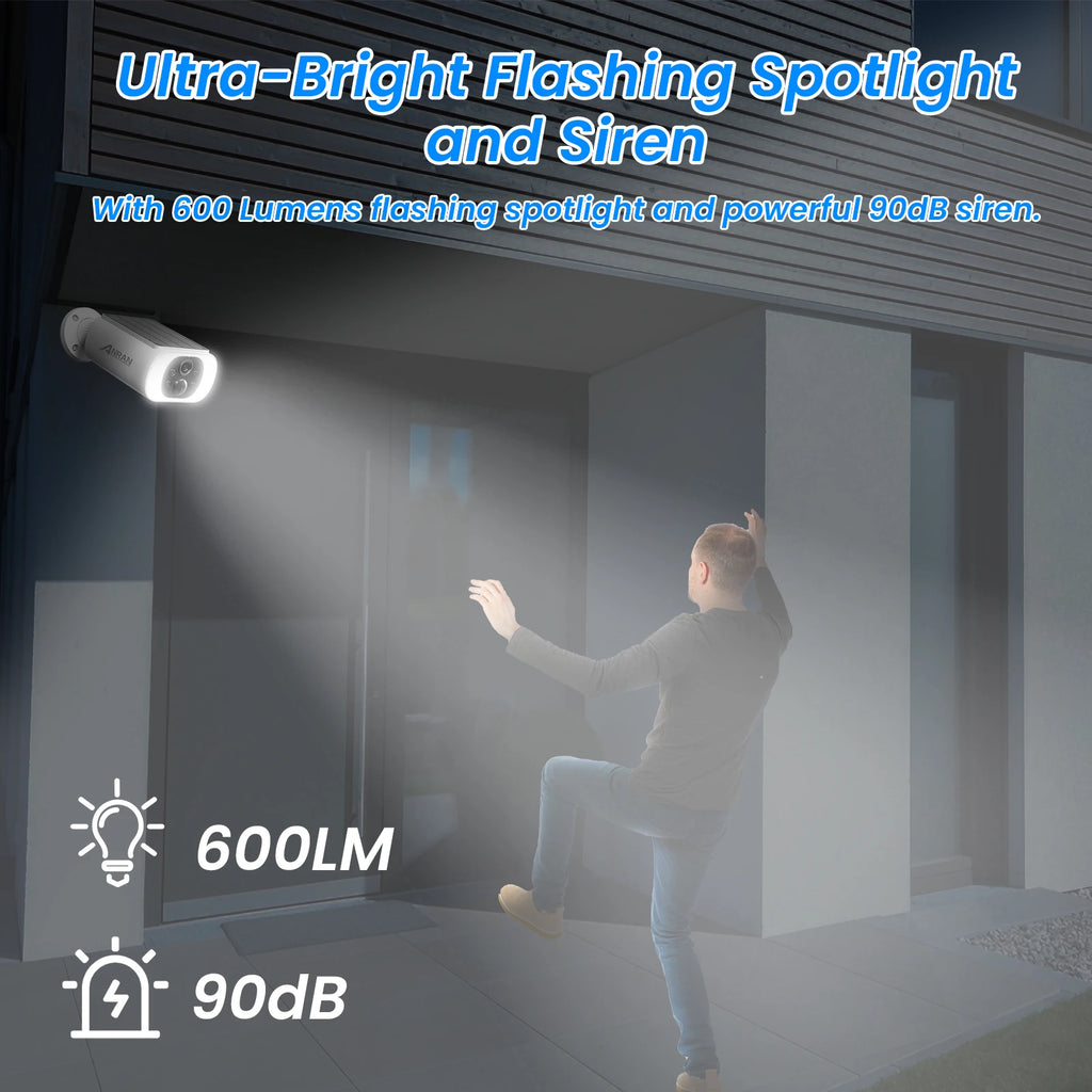 ANRAN 2/3/4 PCS Outdoor Wireless WIFI Camera 2.4G 3MP Battery Solar Security Camera Floodlight Color Night Vision Local Alarm