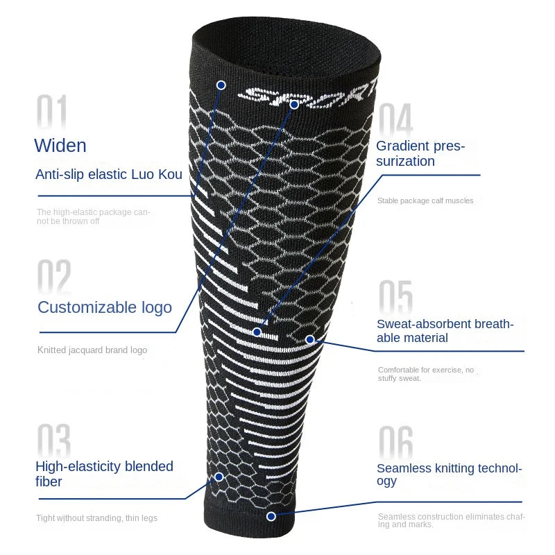 Sports Calf Compression Leg Sleeves for Running, Elastic Anti-Fatigue Shin Guards for Men Women Breathable Athletic Leg Support