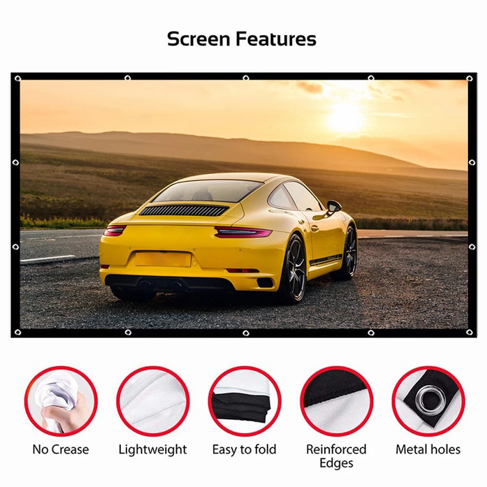 Simple Projector Curtain Home Set Theater Office 16:9 HD Display Projection Screen for Household Bedroom Accessories