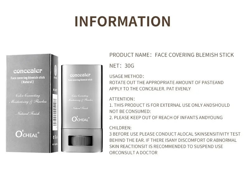 Matte Foundation Cream Stick Boosted Skin Tint Silky Texture Moisturizing Lasting Coverage Concealer Base Even Skin Tone Makeup