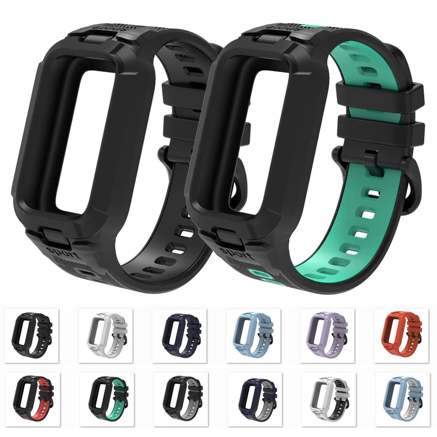 Case+Silicone Strap For Xiaomi Smart Mi Band 9 8 Active Accessories Sports Integrated Bracelet Correa+Cover For Redmi Band 3 2