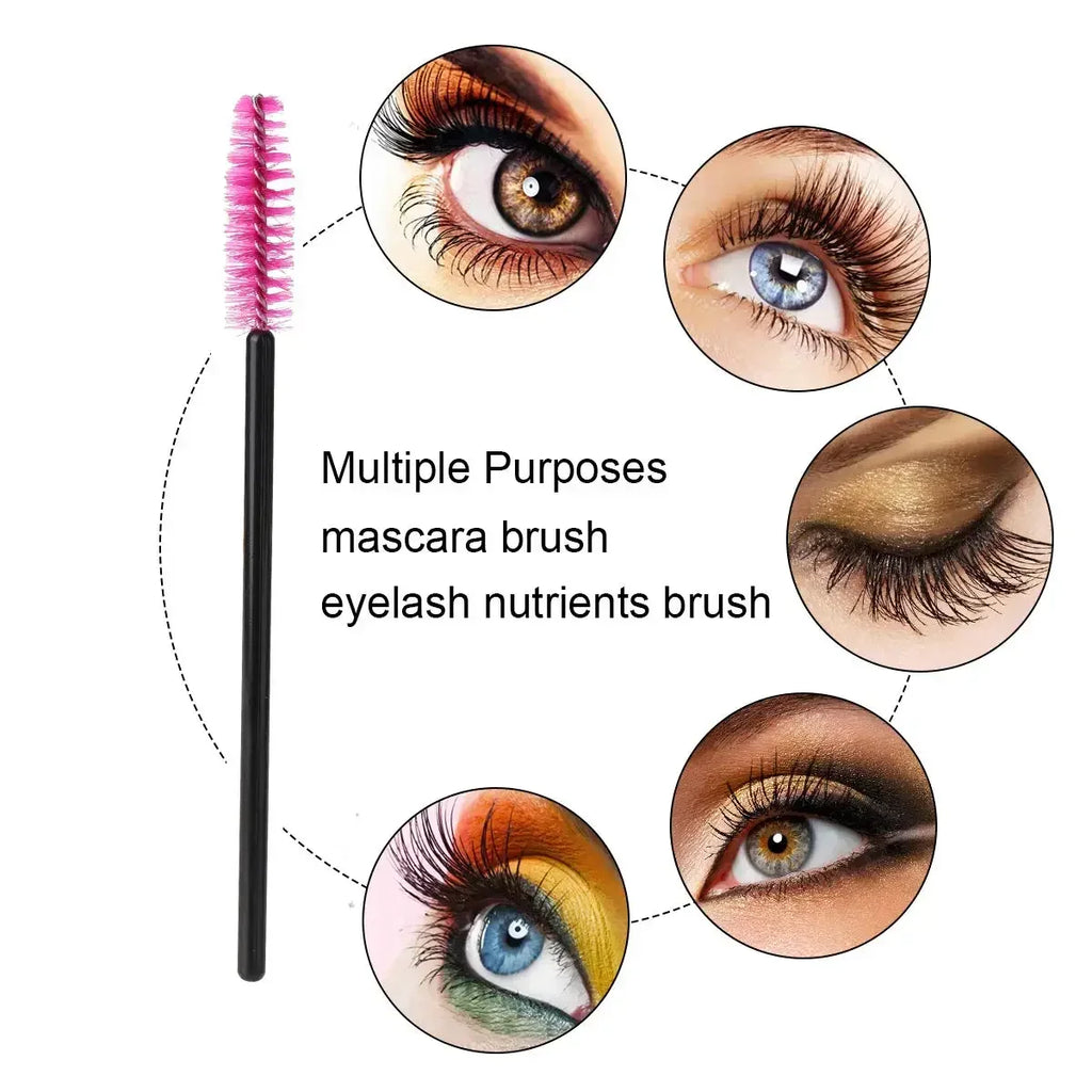 100Pcs Disposable Micro Eyelash Extension Makeup Kit Eyelash Brush Mascara Wands Applicator Spoolers Eyebrow Comb Brushes Lashes