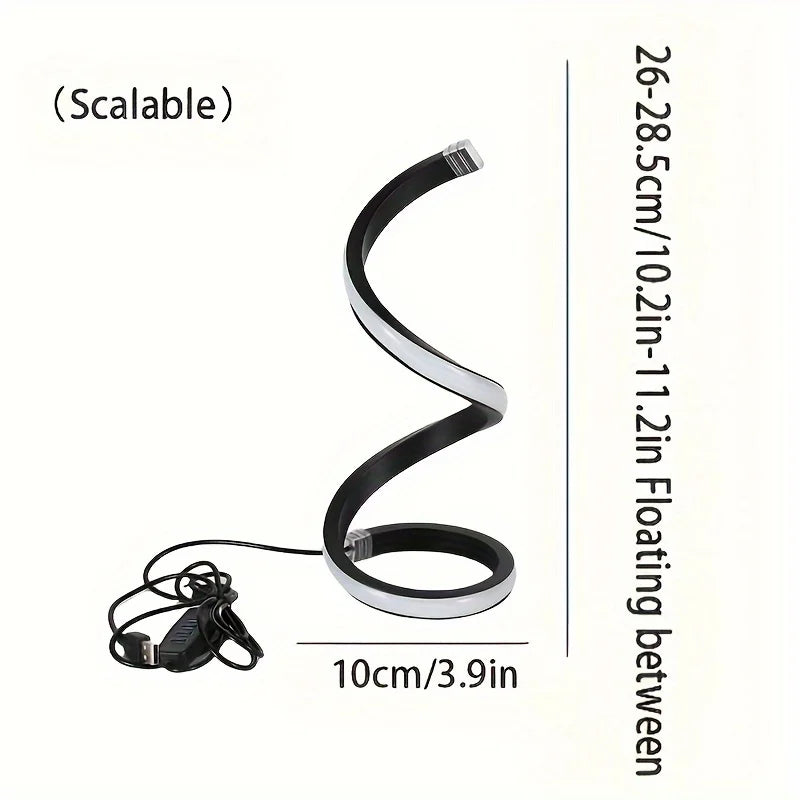 Modern LED Table Light with USB - Adjustable Brightness, Warm White Light, Spiral Design, Suitable for Bedroom, Living Room, Off