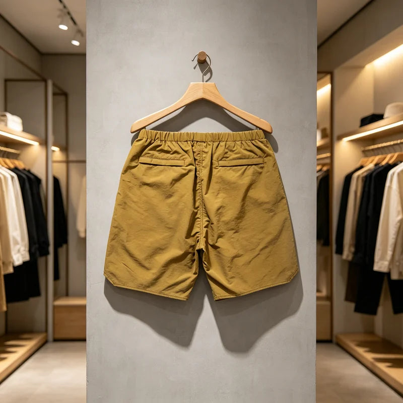 Quick Dry NBHD V-shape Shorts Zipper Pockets Shortpants Japan Men Women Thin Fabric Loose Drawstring Short Pants Breeches