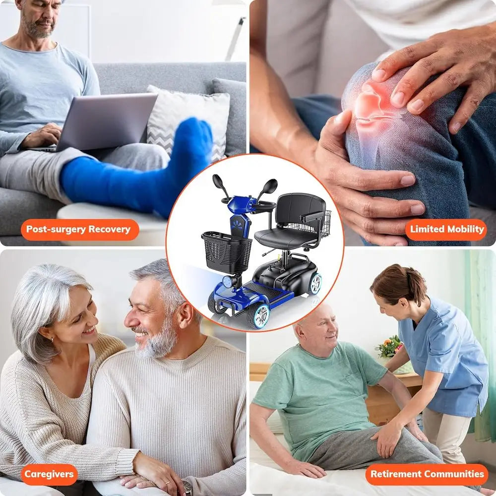 4-Wheel Electric Scooter with Dual Baskets, 350W Motor, Rotating Seat, USB Port,300Lbs, Customized