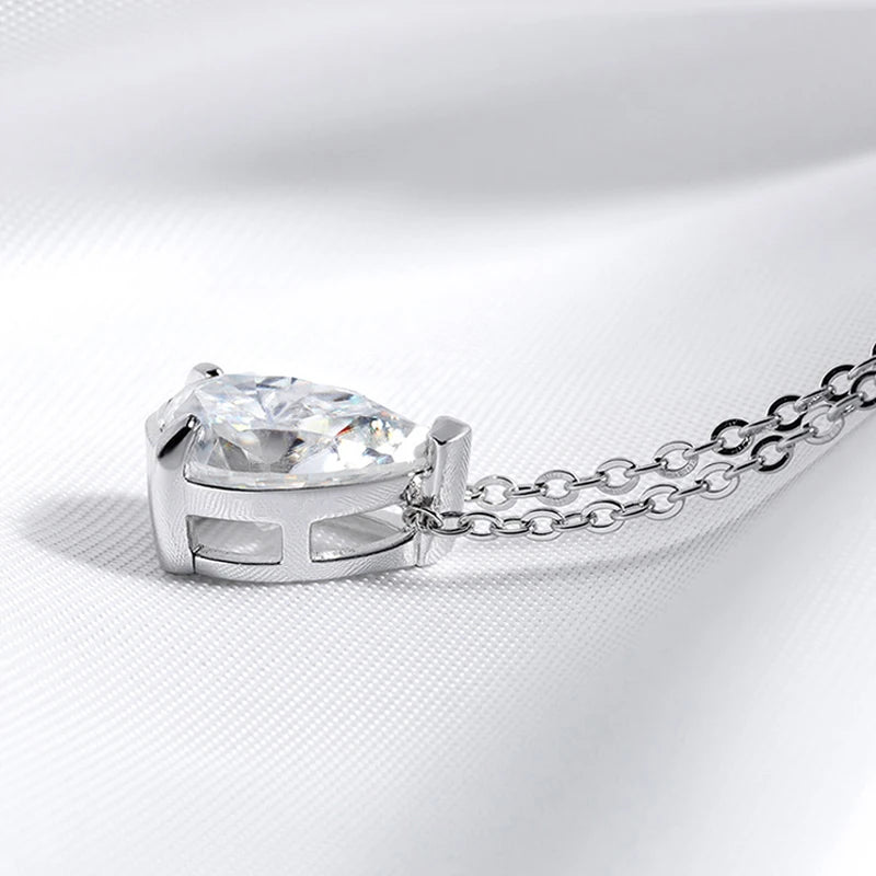 Smyoue 1-4CT Pear Cut Moissanite Pendant Necklace for Women Girls 3 Designs Lab Diamond Wedding Silver 925 Chains Fine Jewelry
