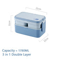 Picnic Lunch Box Bamboo Fiber 3in1 Double Layer Microwavable Bento Box Food Storage Containers school Child Lunch Boxes for Kids
