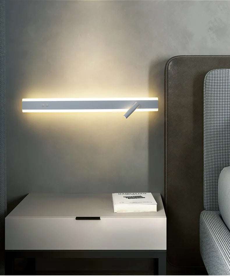 Modern LED line wall lamp indoor with switch rotating wall lamp simple living room bedroom bedside atmosphere lamp home light