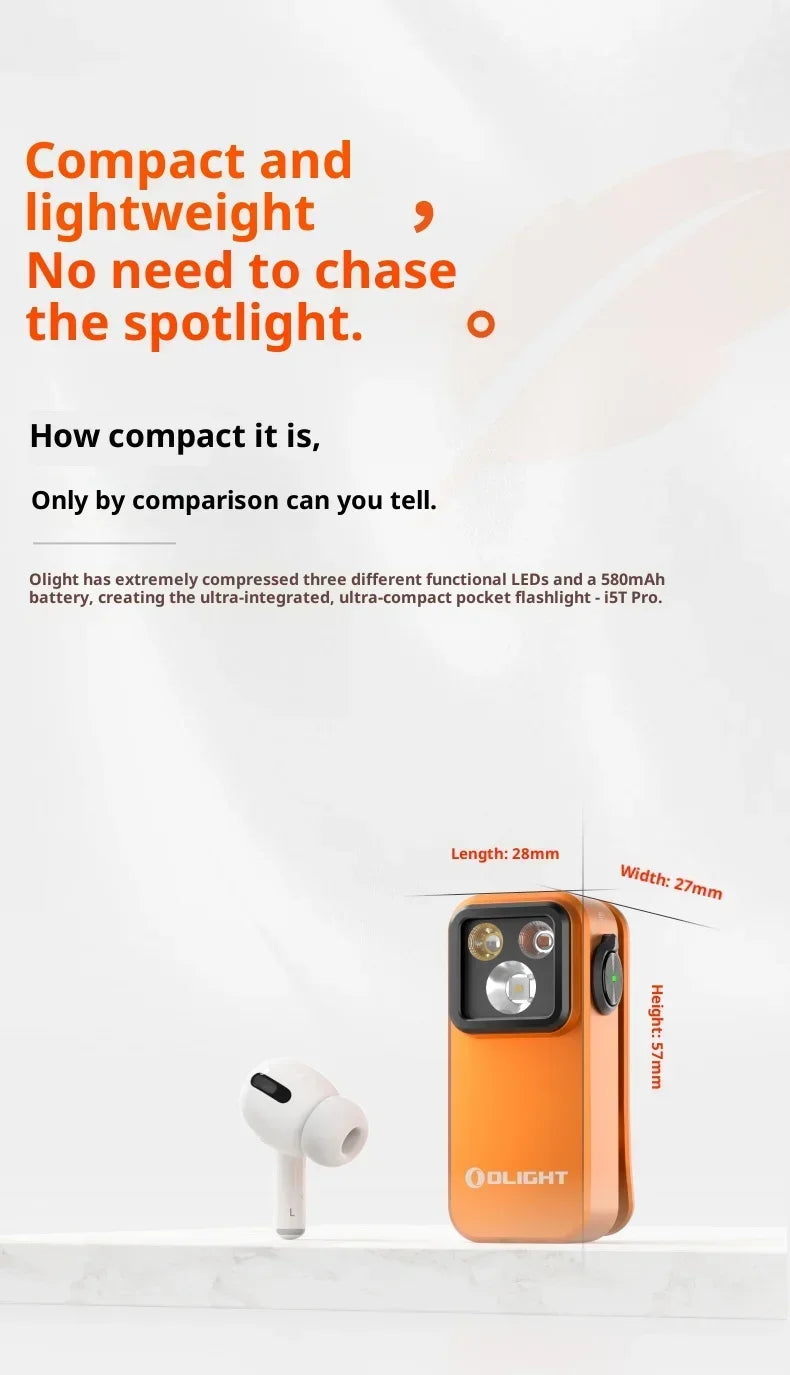 OLIGHT Oclip Pro S Ultra Portable Outdoor Flashlight Strong Light Camping Mini Torch 500LM Aluminum Alloy Flashlight Accessories