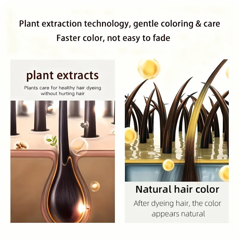 YUITIKUE Brown Hair Dye Shampoo 100ml - 4-in-1 Plant Formula, Covers Gray Hair with Natural Color, Easy & No Damage